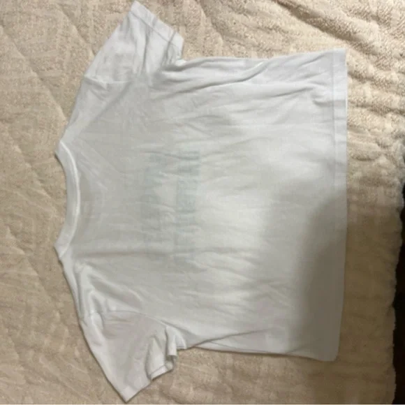 Favorite daughter Cropped Collegiate Tee in White & Juniper green size xs - Picture 3 of 5